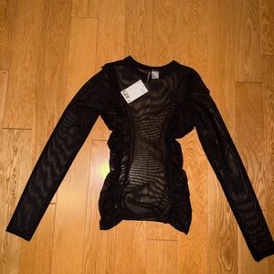 BRAND NEW Sheer Black Long-Sleeve Mesh Top